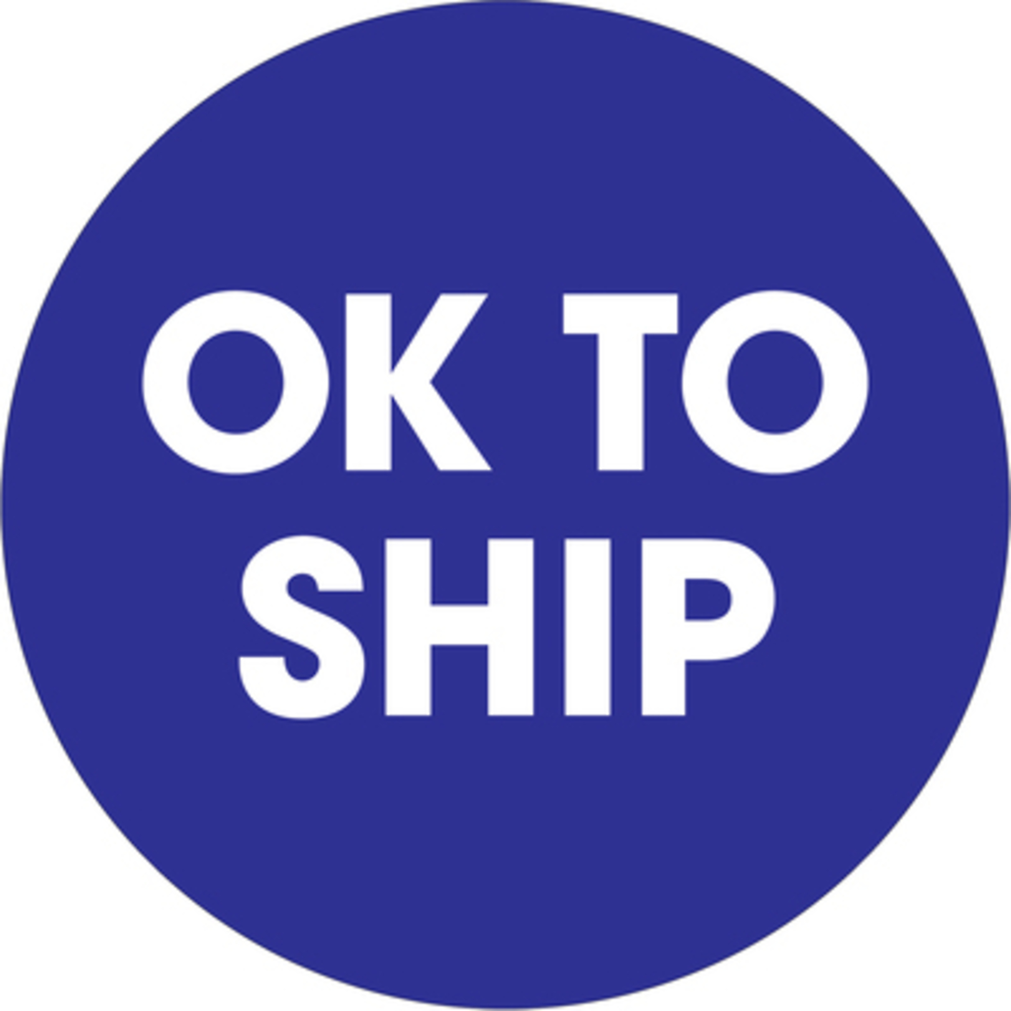 Stock Packaging "OK To Ship" Blue Label — 2in. Circle, 500 Pcs, Blue, Model# DL1261